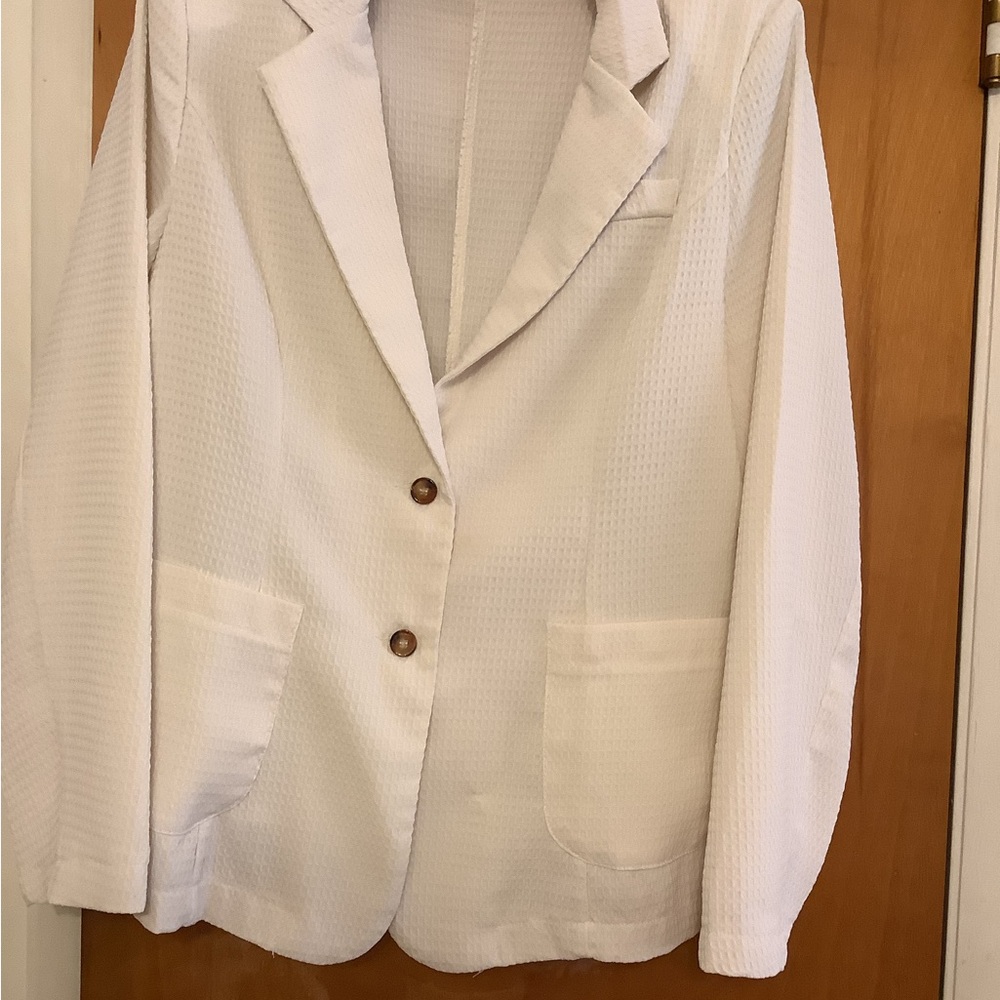 Women's Cream Textured Blazer Jacket
